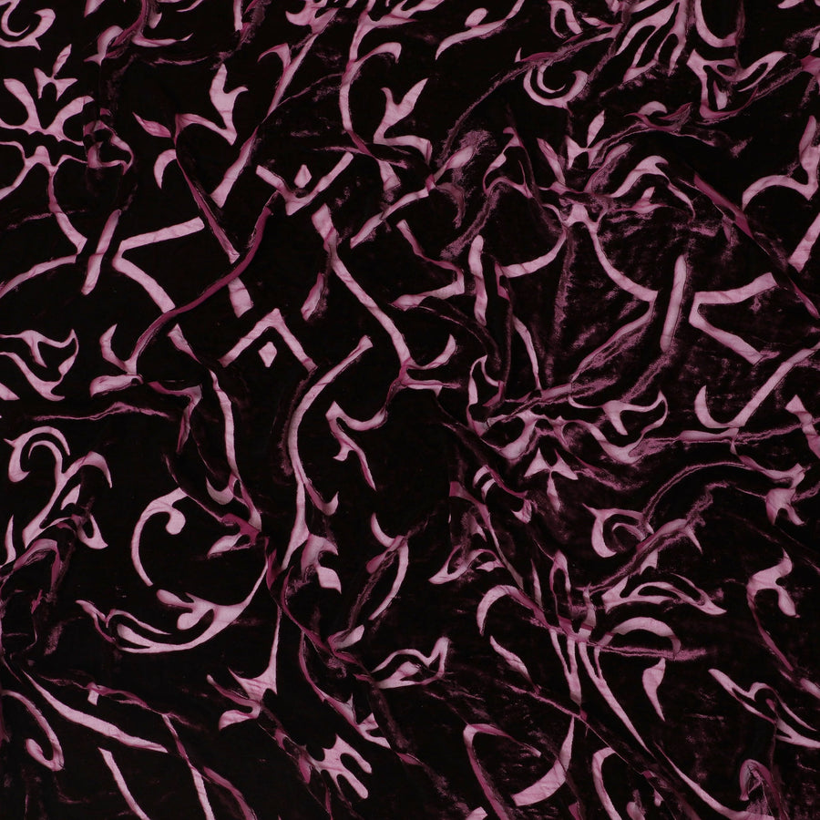 مخمل حرير مخلوط بزهور بورجوندي نوير-D19019 (1.7 متر)