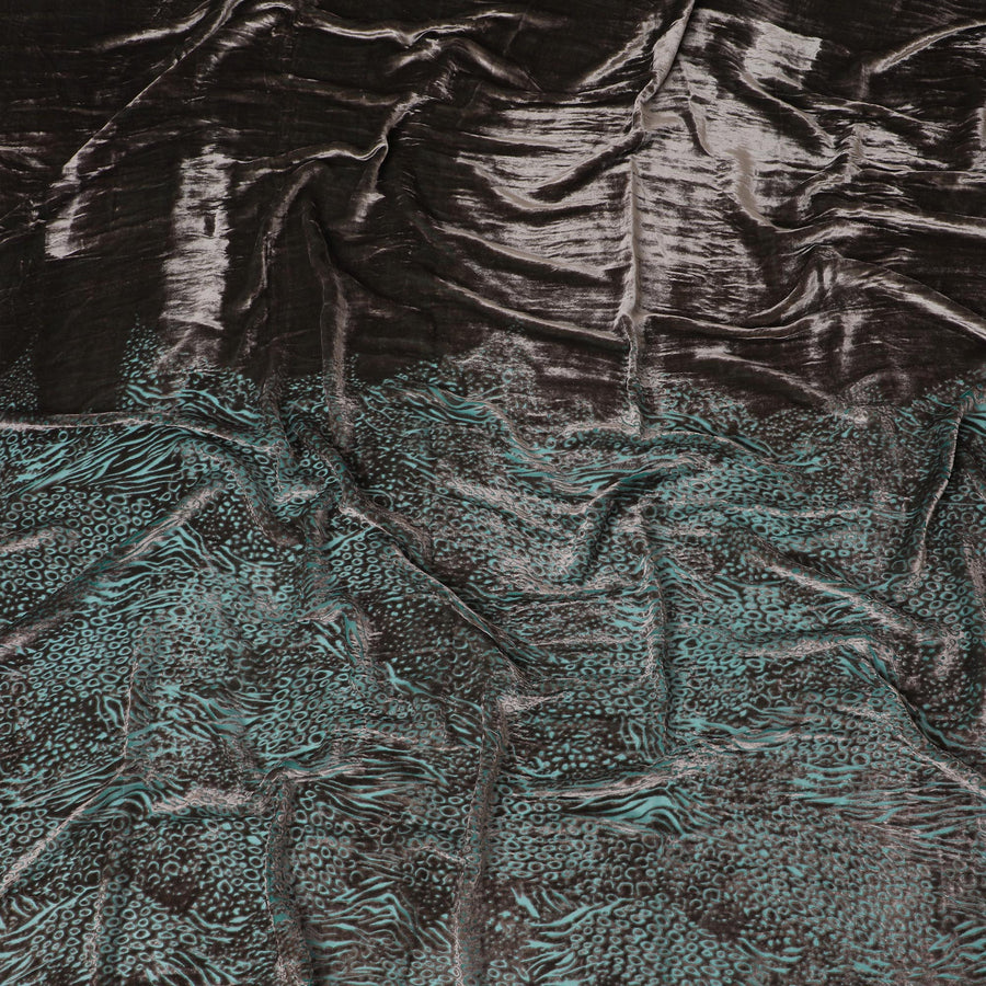 مخمل مخلوط بالحرير باللون الفيروزي - قماش الإصدار النهائي الحصري - D19021 (1.5 متر)