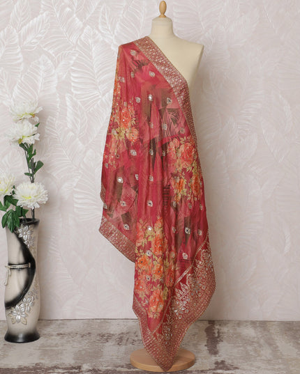 وشاح Crimson Glory Brocade Premium - أناقة مزخرفة للستائر الملكية، 225X80 CMS-D19056