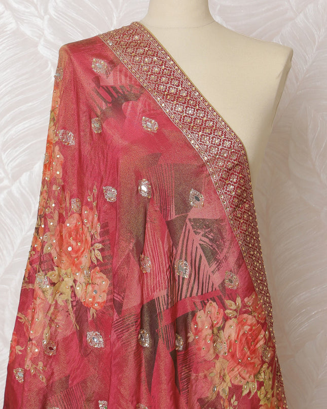 وشاح Crimson Glory Brocade Premium - أناقة مزخرفة للستائر الملكية، 225X80 CMS-D19056