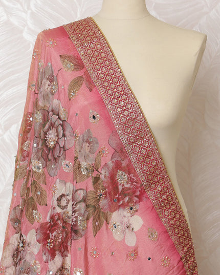 Enchanted Rose Brocade Premium Dupatta with Opulent Indian Drape, 225X80 CMS-D19057