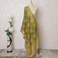 Green and Gold Geometric Pattern Synthetic Brocade Premium Dupatta 225x80 cm-D19060