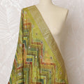 Green and Gold Geometric Pattern Synthetic Brocade Premium Dupatta 225x80 cm-D19060