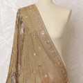 Beige Floral Embellished Synthetic Brocade Premium Dupatta 225x80 cm-D19066