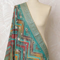 Teal and Multicolor Geometric Synthetic Brocade Premium Dupatta 225x80 cm-D19067