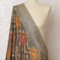 Silver and Earth Tone Geometric Synthetic Brocade Premium Dupatta 225x80 cm-D19068