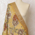 Golden Yellow Floral Synthetic Brocade Premium Dupatta 225x80 cm-D19069 Regal Fabrics