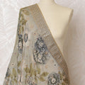 Silver Grey Floral Synthetic Brocade Premium Dupatta 225x80 cm-D19070