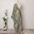 Aquamarine and Orange Floral Synthetic Brocade Premium Dupatta 225x80 cm-D19071