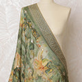 Olive Green Floral and Sequin Synthetic Brocade Premium Dupatta 225x80 cm-D19073