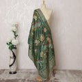 Emerald Green Floral Lace Synthetic Brocade Dupatta 225x80 cm-D19077 Regal Fabrics
