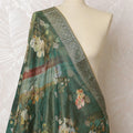 Emerald Green Floral Lace Synthetic Brocade Dupatta 225x80 cm-D19077 Regal Fabrics