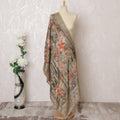 Soft Grey Floral Embellished Synthetic Brocade Premium Dupatta 225x80 cm-D19080