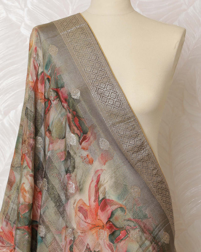 دوباتا من قماش بروكيد صناعي من الدانتيل باللون الرمادي الفحمي مقاس 225×80 سم - D19081