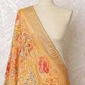 Golden Yellow Floral Synthetic Brocade Dupatta 225x80 cm-D19082 Regal Fabrics