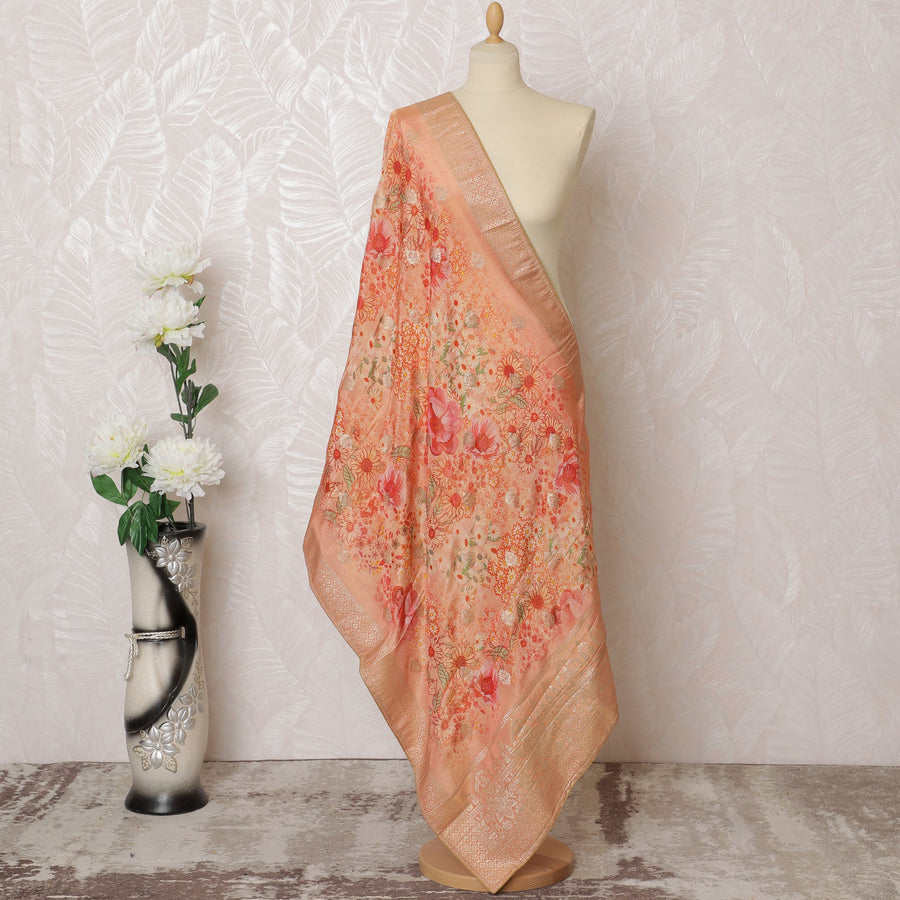 وشاح من الدانتيل الصناعي من الدانتيل باللون الخوخي مقاس 225 × 80 سم -D19085