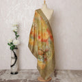 Golden Sunrise Brocade Dupatta with Floral Print - 225x85 cm-D19086 Regal Fabrics