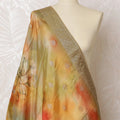 Golden Sunrise Brocade Dupatta with Floral Print - 225x85 cm-D19086 Regal Fabrics