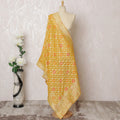 Sunshine Yellow Brocade Dupatta with Pink and Orange Accents - 225x80 cm, Made in India-D19096 Regal Fabrics