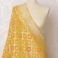 Sunshine Yellow Brocade Dupatta with Pink and Orange Accents - 225x80 cm, Made in India-D19096 Regal Fabrics