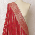 Regal Ruby Brocade Dupatta with Gold Sequins - 225x80 cm, Made in India-D19097