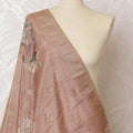 Blush Pink Brocade Dupatta with Gold Leaf Motifs - 225x80 cm, Made in India-D19099