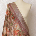 Autumn Blossom Brocade Dupatta with Gold Detailing - 225x80 cm, Made in India-D19100 Regal Fabrics