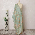 Mint Elegance Brocade Dupatta with Floral Embroidery - 225x80 cm, Made in India-D19105 Regal Fabrics