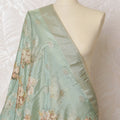 Mint Elegance Brocade Dupatta with Floral Embroidery - 225x80 cm, Made in India-D19105 Regal Fabrics