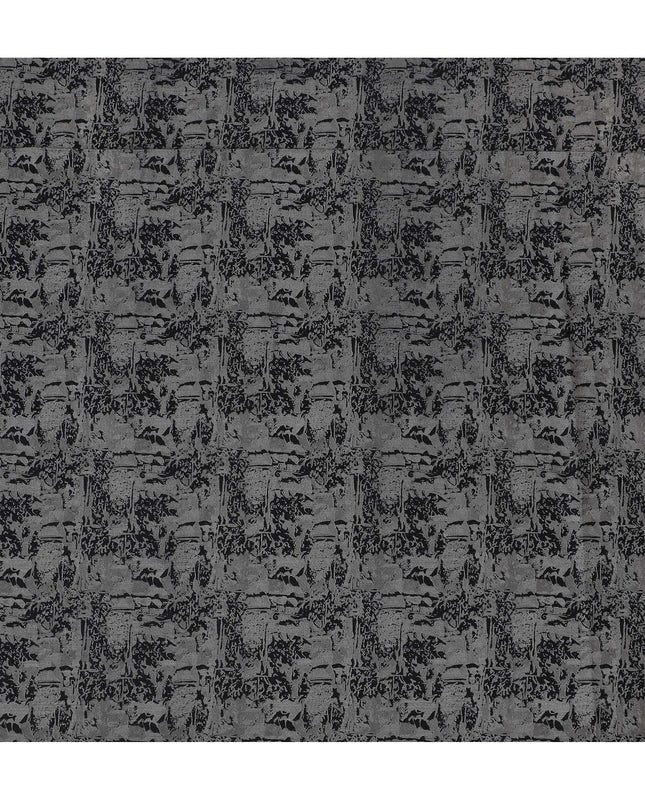 Elegant Grey Viscose Crepe Fabric with Abstract Black Design, Soft Texture, 110 cm Wide-D19182 Regal Fabrics