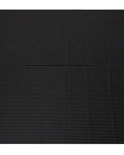 Classic Black Cotton Shirting Fabric with White Pinstripes, Satin Finish, 150 cm Wide-D19186