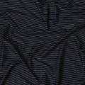 Elegant Navy Blue Cotton Shirting Fabric with Thin White Stripes, Satin Finish, 150 cm Wide-D19187