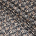 Sophisticated Charcoal Cotton Satin Fabric with Neutral Floral Print, 110 cm Wide-D19196