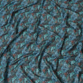 Exotic Teal and Copper Leaf Pattern Cotton Satin Fabric, 110 cm Wide-D19199