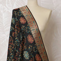 Black and Multicolor Floral Synthetic Brocade Dupatta - Traditional Indian Design, 85x245 cm-D19279