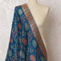 Deep Teal and Red Ornate Synthetic Brocade Dupatta - Traditional Indian Design, 85x245 cm-D19283