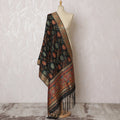 Elegant Black with Floral Motifs Synthetic Brocade Dupatta - Traditional Indian Design, 85x245 cm-D19284 Regal Fabrics
