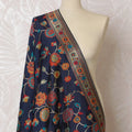 Navy and Vibrant Red Floral Synthetic Brocade Dupatta - Luxurious Indian Design, 85x245 cm-D19291 Regal Fabrics