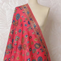 Vibrant Coral and Navy Floral Synthetic Brocade Dupatta - Luxurious Indian Design, 85x245 cm-D19295 Regal Fabrics