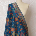 Deep Blue and Rich Red Floral Synthetic Brocade Dupatta - Traditional Indian Design, 85x245 cm-D19297 Regal Fabrics
