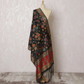 Elegant Black with Floral Motifs Synthetic Brocade Dupatta - Traditional Indian Design, 85x245 cm-D19299 Regal Fabrics