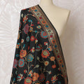 Elegant Black with Floral Motifs Synthetic Brocade Dupatta - Traditional Indian Design, 85x245 cm-D19299 Regal Fabrics