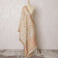 Elegant Cream and Multicolor Floral Synthetic Brocade Dupatta - Traditional Indian Design, 85x245 cm-D19300 Regal Fabrics