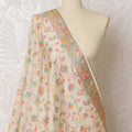 Elegant Cream and Multicolor Floral Synthetic Brocade Dupatta - Traditional Indian Design, 85x245 cm-D19300 Regal Fabrics