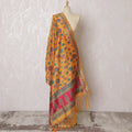 Vibrant Orange Synthetic Brocade Dupatta with Floral and Paisley Designs, 85x245 cm-D19301 Regal Fabrics
