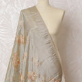 Elegant Silver Synthetic Brocade Dupatta with Pink Floral Embroidery, 85x230 cm-D19321 Regal Fabrics
