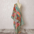Artistic Watercolor Print Synthetic Brocade Dupatta in Vibrant Colors with Mint Green Border, 85x230 cm-D19325