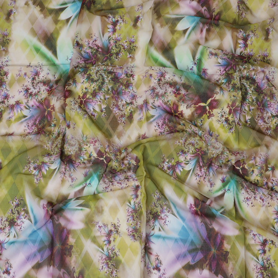 Unique Cotton Voile Printed Fabric with Abstract Floral Design, Last Piece, 140 cm Width, Last Piece-D19328(3.4Mtrs Piece) Regal Fabrics
