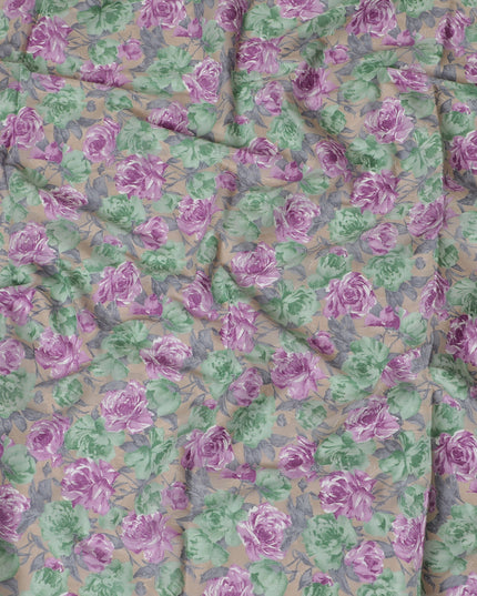 Delicate Japanese Cotton Printed Fabric with Rose Pattern, Last Piece, 110 cm Width-D19333(4.5Mtrs Piece)