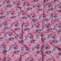 Pink Synthetic Crepe Fabric - Delicate White and Blue Floral Print, 140cm Wide, Last Piece-D19337(1.5Mtrs Piece)
